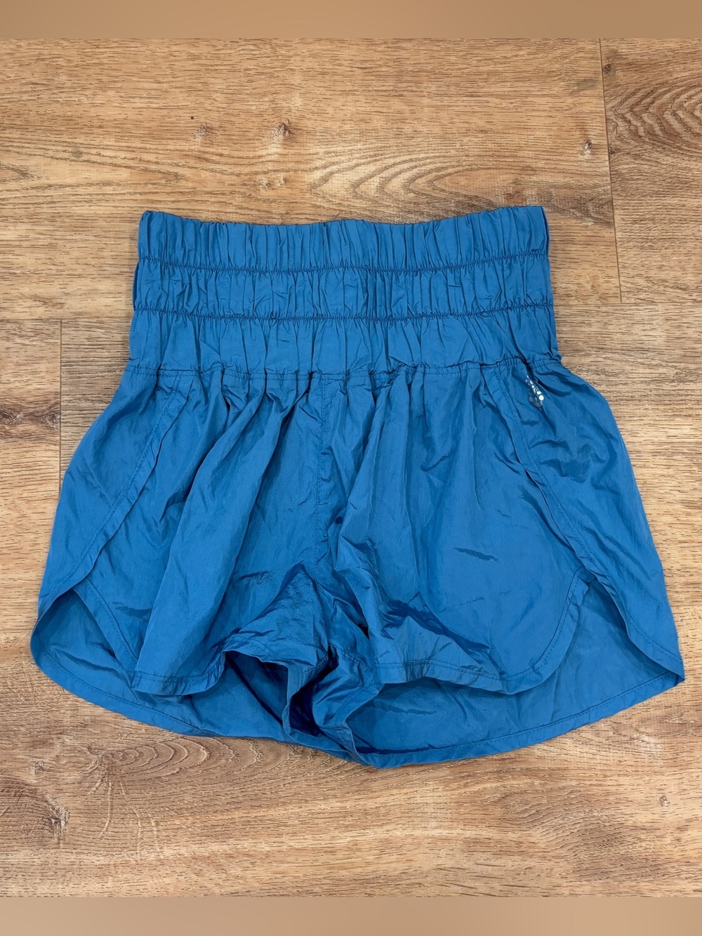 Free People Teal Blue Smocked-Waist Athletic Skort Shorts